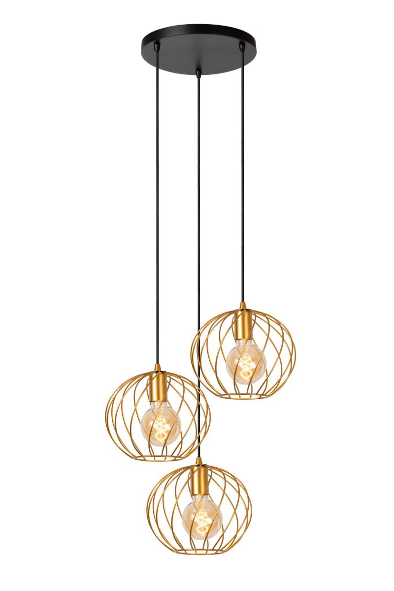 LUCIDE DANZA - Pendelleuchte - Ø 50 cm - 3xE27 - Matt Gold / Messing