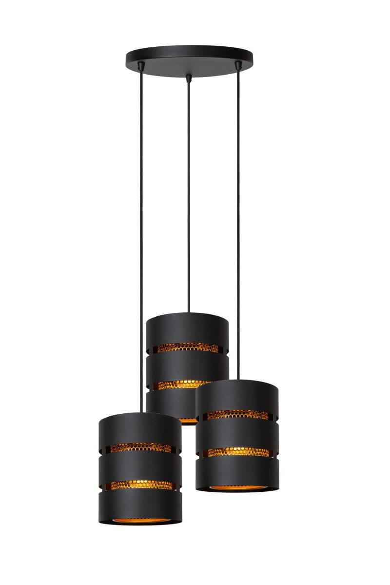 LUCIDE ROSAS - Pendelleuchte - Ø 43 cm - 3xE27 - Schwarz