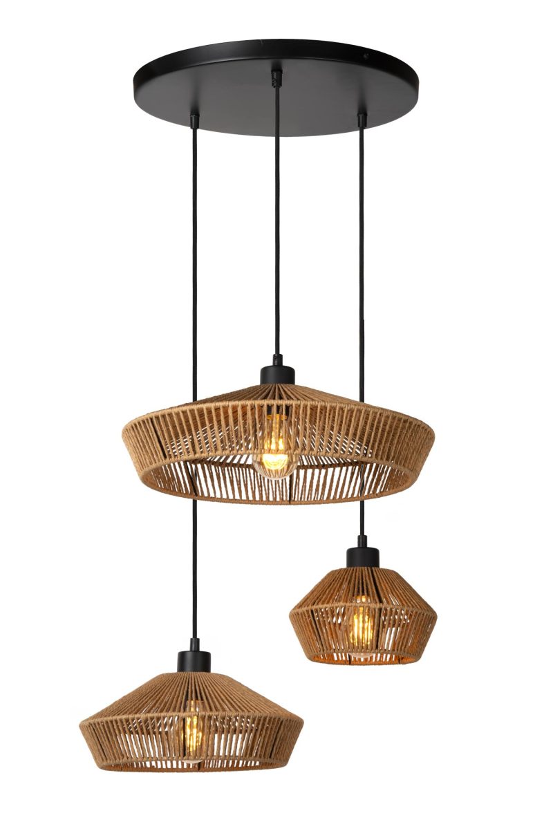 LUCIDE YUNKAI - Hanglamp - Ø 60 cm - 3xE27 - Naturel