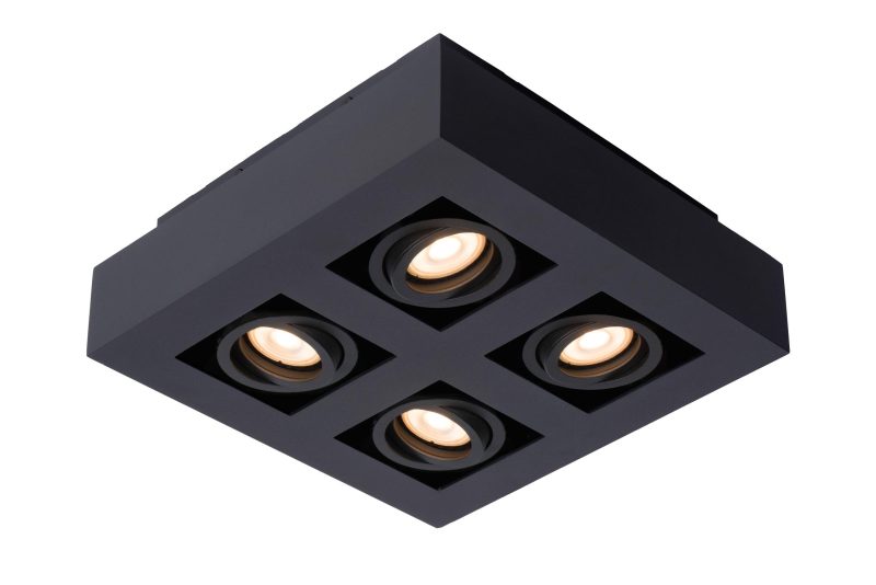 LUCIDE XIRAX - Plafondspot - LED Dim to warm - GU10 - 4x5W 2200K/3000K - Zwart