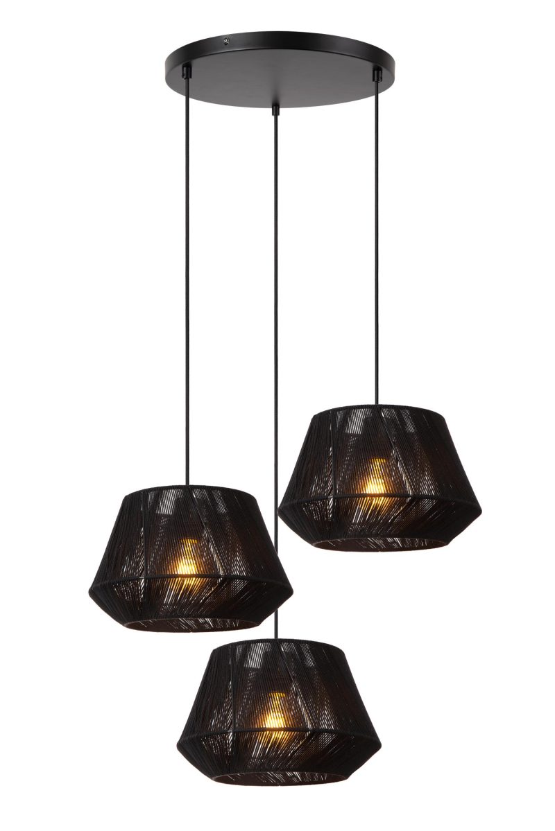 LUCIDE JESSICA - Lampada a Sospensione - Ø 35,5 cm - 3xE27 - Nera