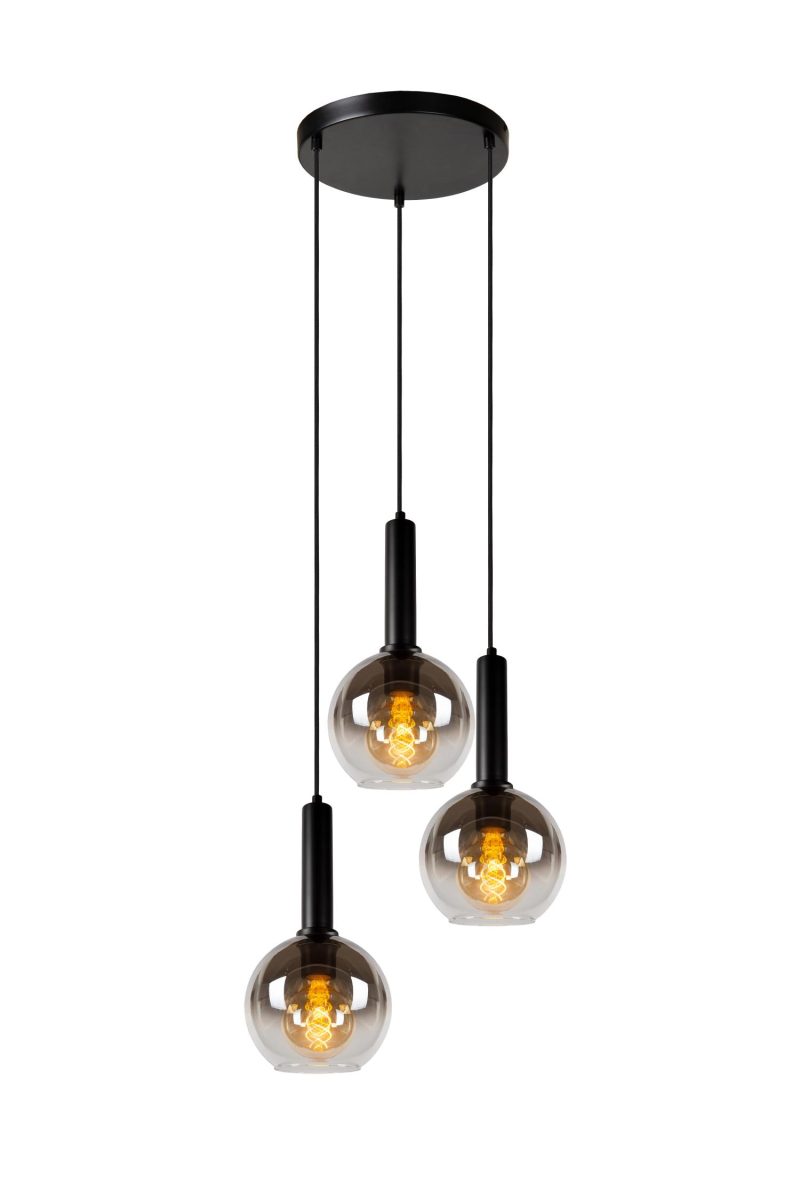 LUCIDE MARIUS - Lampada a Sospensione - Ø 48,5 cm - 3xE27 - Nera