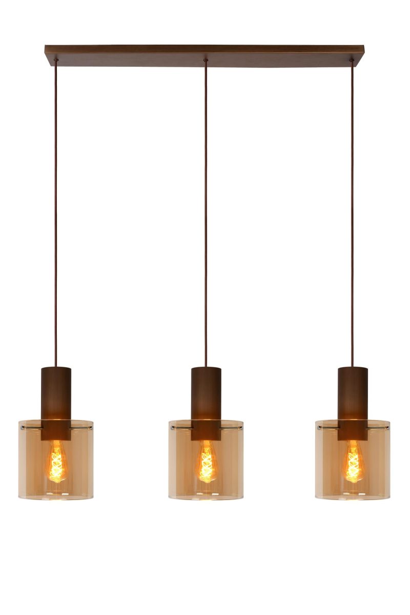 LUCIDE TOLEDO - Hanglamp - Ø 20 cm - 3xE27 - Amber