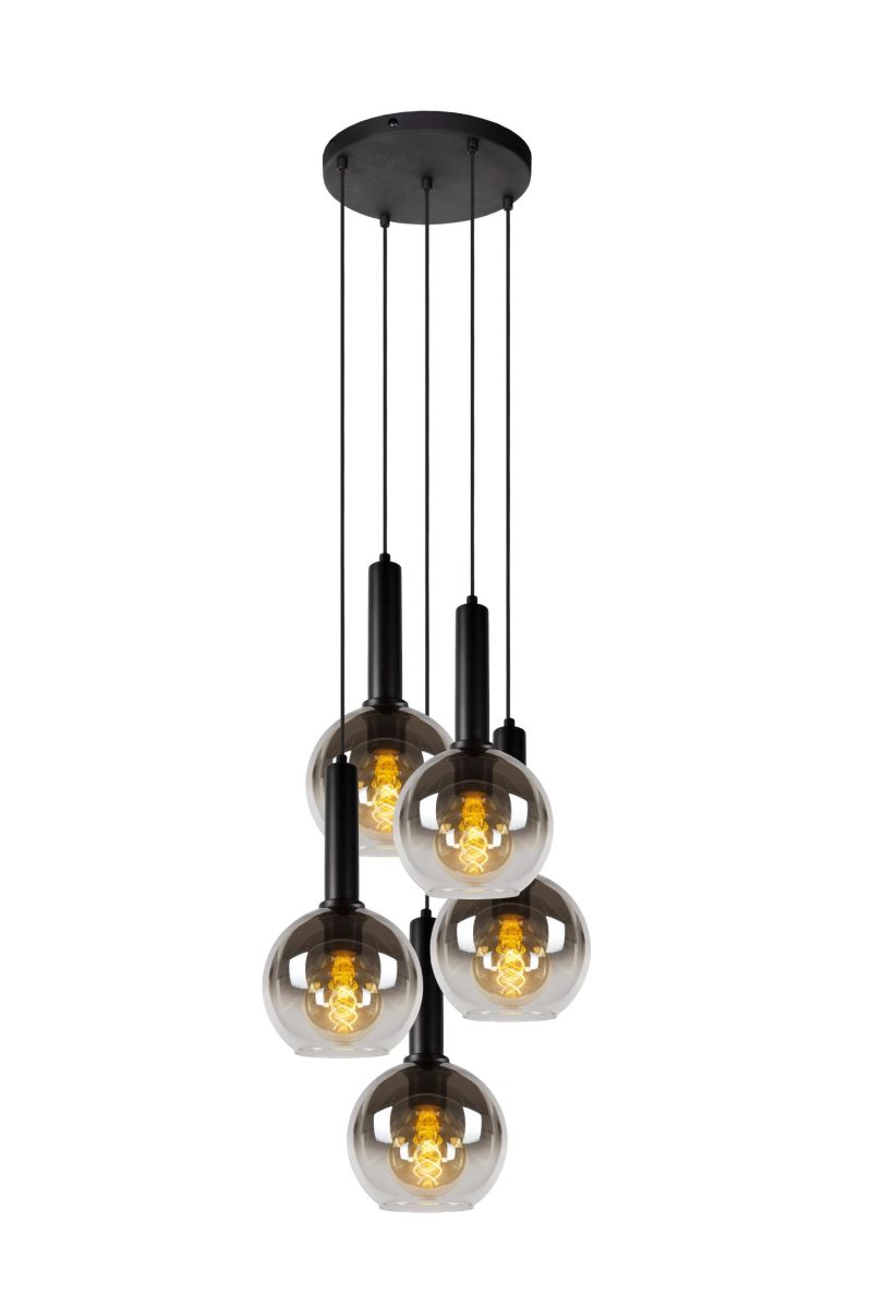 LUCIDE MARIUS - Lampada a Sospensione - Ø 55 cm - 5xE27 - Nera