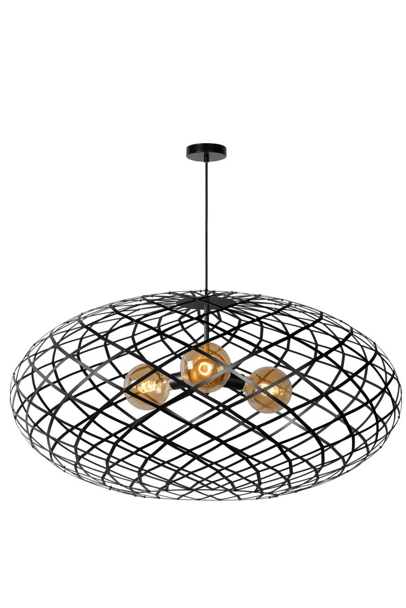 LUCIDE WOLFRAM - Pendelleuchte - Ø 100 cm - 3xE27 - Schwarz