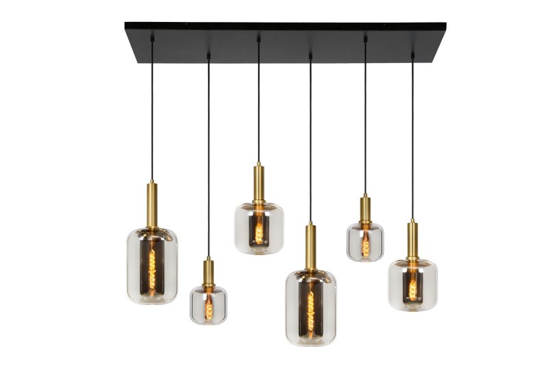 LUCIDE JOANET - Hanglamp - 6xE27 - Fumé