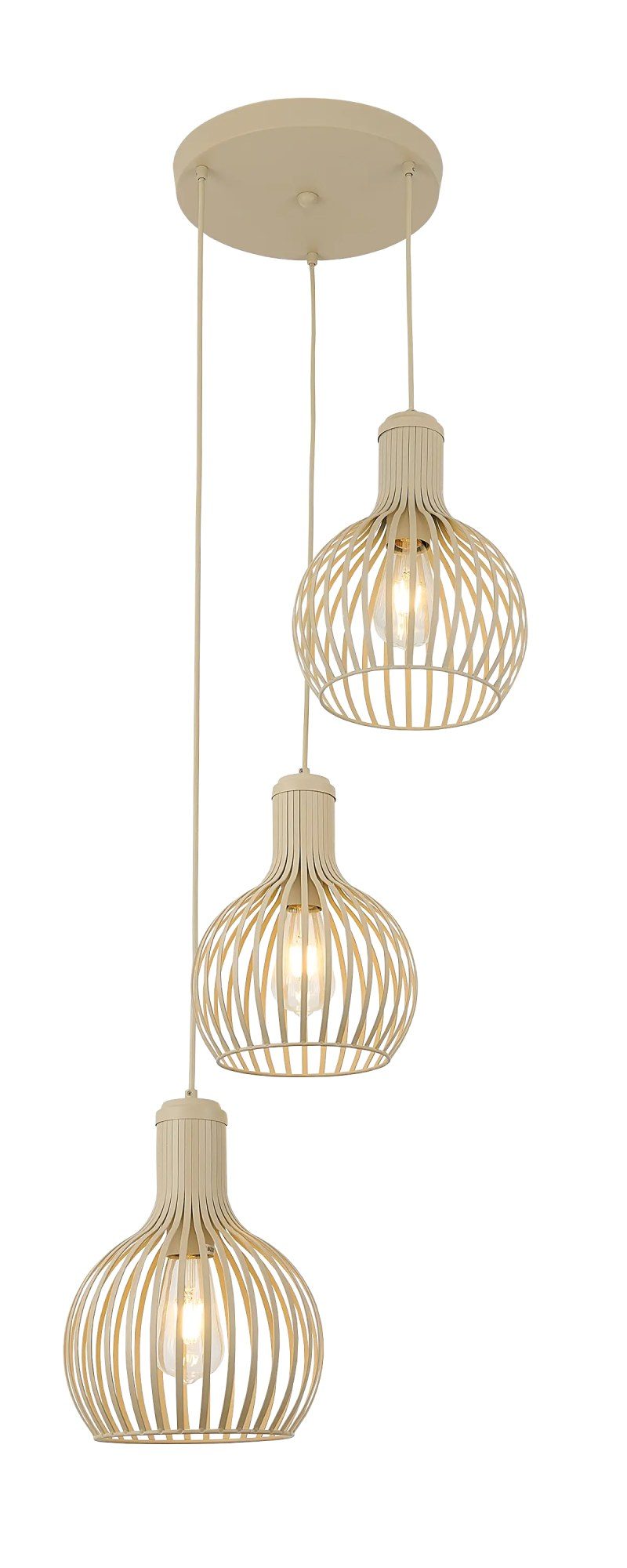 Fantasia RAGA pendant lamp with 3x E27 socket, beige