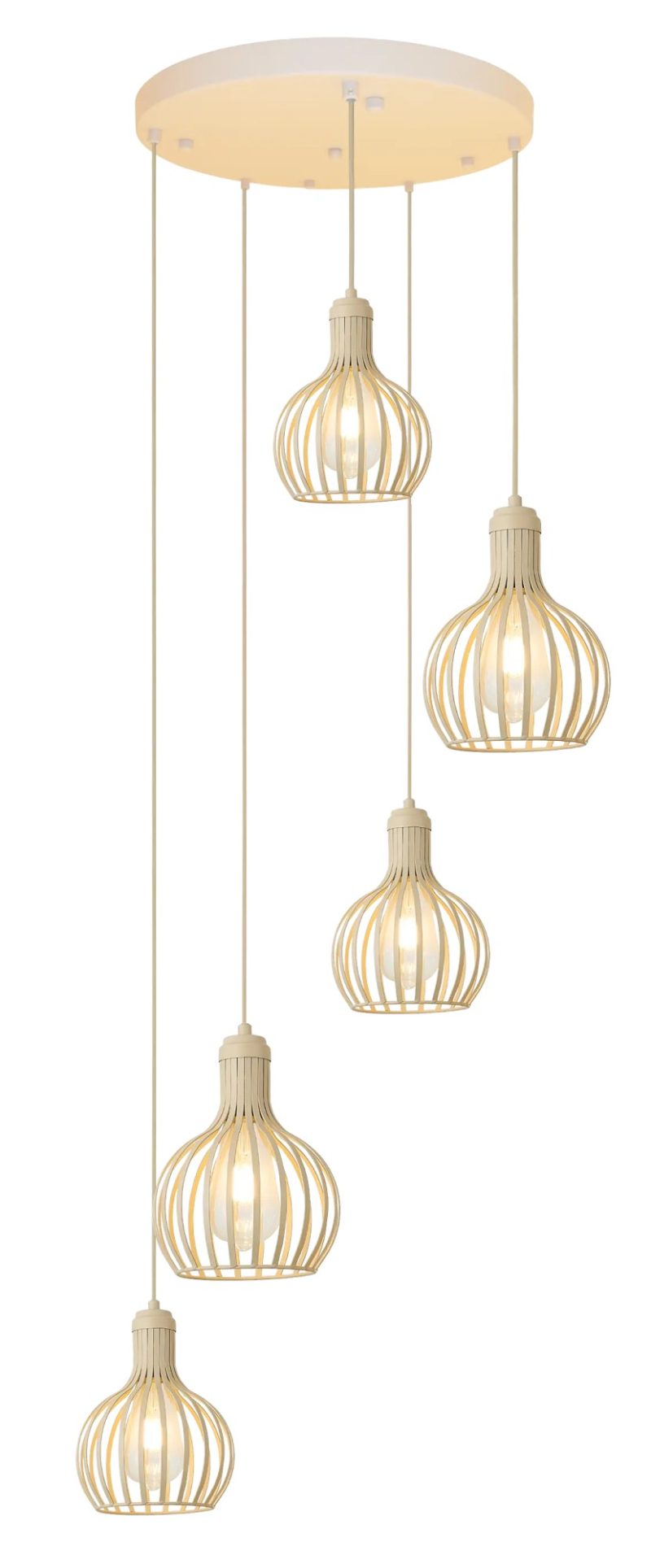 Fantasia RAGA Pendelleuchte, 5 Lichtpunkte, E27-Fassung, beige