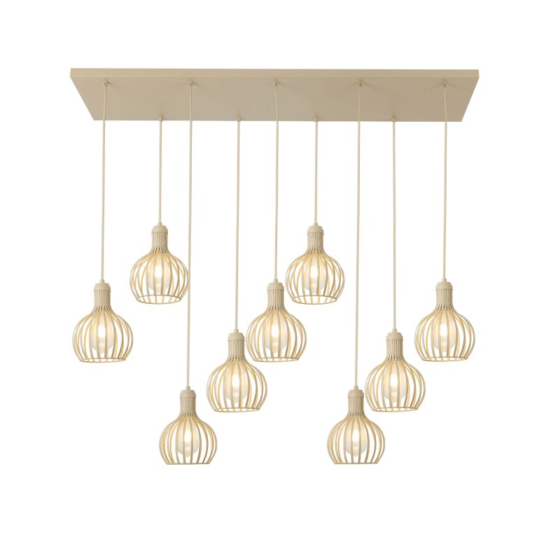 Fantasia RAGA hanglamp met 9x E27 fitting, beige, Deco collectie