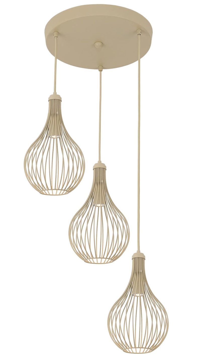 Fantasia GITA runde Pendelleuchte beige mit 3x GU10