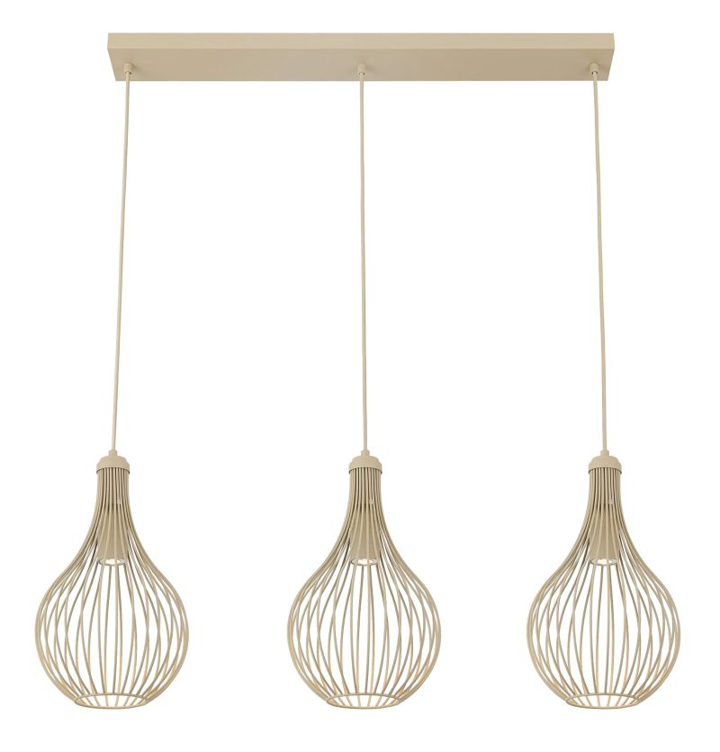 Fantasia GITA Pendelleuchte, beige Balkenform, 3x GU10