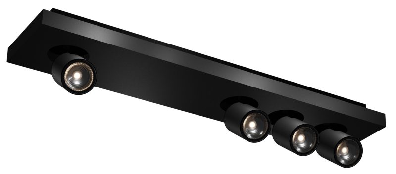 Fantasia Nysit square surface spotlight, 4-light GU10 dimmable black