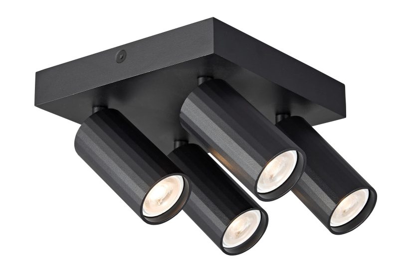 Fantasia Oryx square ceiling spot 4-light black aluminium