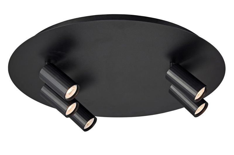 Fantasia Oryx plafonnier 5 spots MR11 orientables rond Ø450 mm noir
