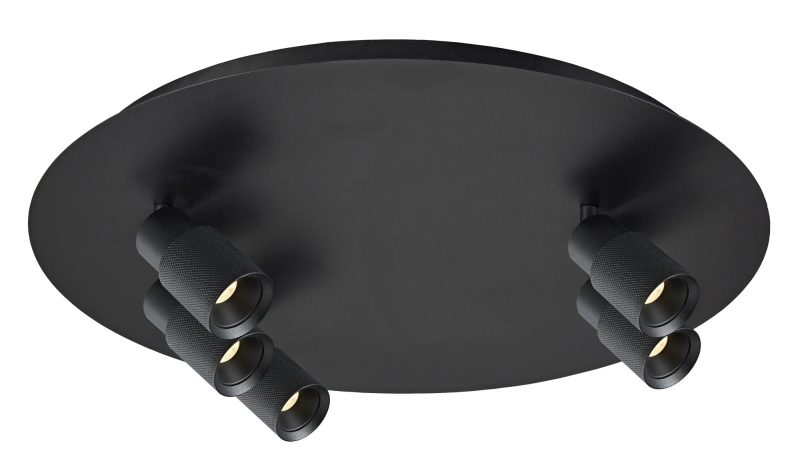 Fantasia Nysal round ceiling spotlight 5 lights black GU10 dimmable