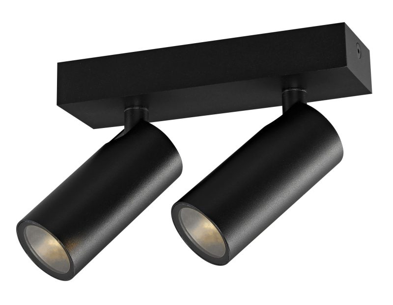 Fantasia XIA opbouwspot 2-lichts zwart, IP44, GU10 (excl. lichtbron)