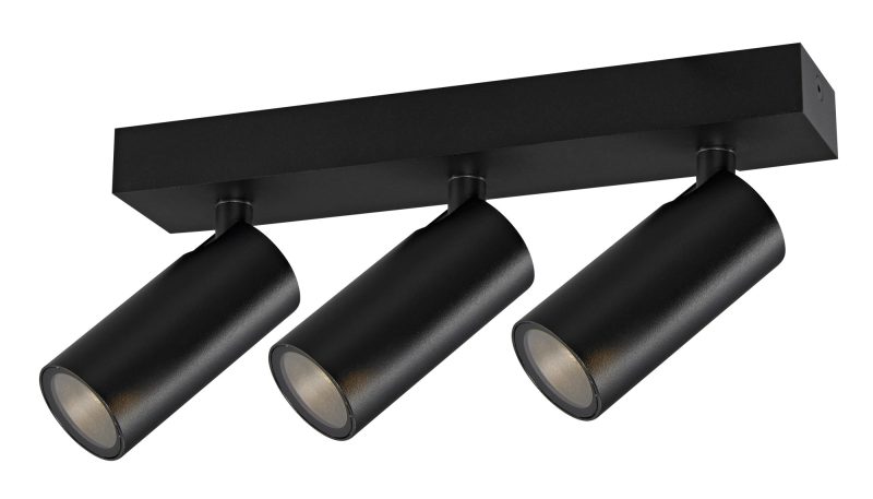 Fantasia Xia plafondspot met 3 lichtpunten, zwart, IP44, dimbaar