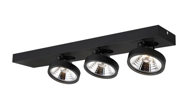 Fantasia Aeon plafondspot 3x AR111 12W zwart, dimbaar, 2700K warm wit