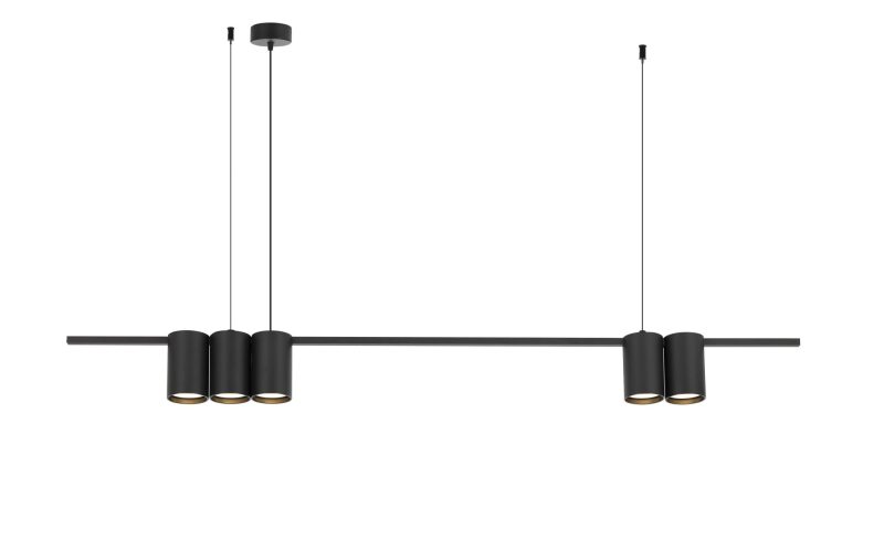 Fantasia ISE pendant light with 5x GU10 socket, black, 100 cm