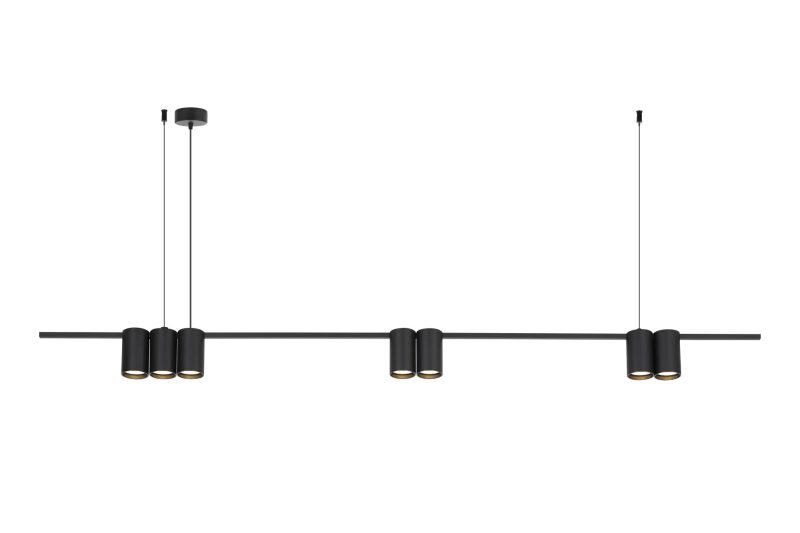 Fantasia ISE lampada a sospensione 7 luci GU10 nera 150 cm