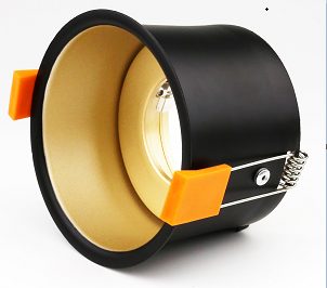 Recessed spot 90mm black/gold GU10 adjustable, lamp not included