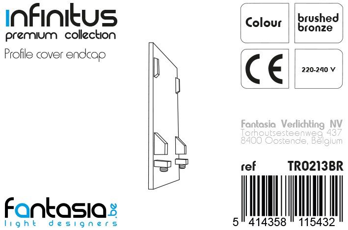 Fantasia Infinitus tapa final para perfil LED, color bronce