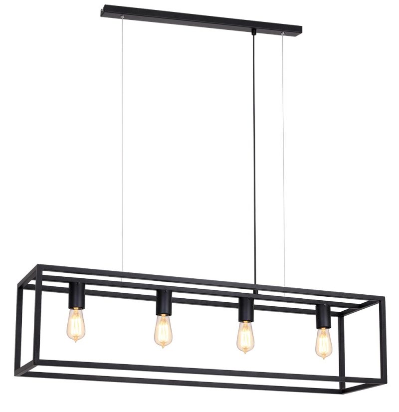 Fantasia KAGO pendant light black rectangular 100cm 4x E27