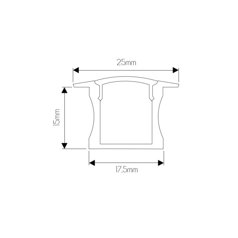 Fantasia FENNA perfil de aluminio para tiras LED 25x15x1000mm gris