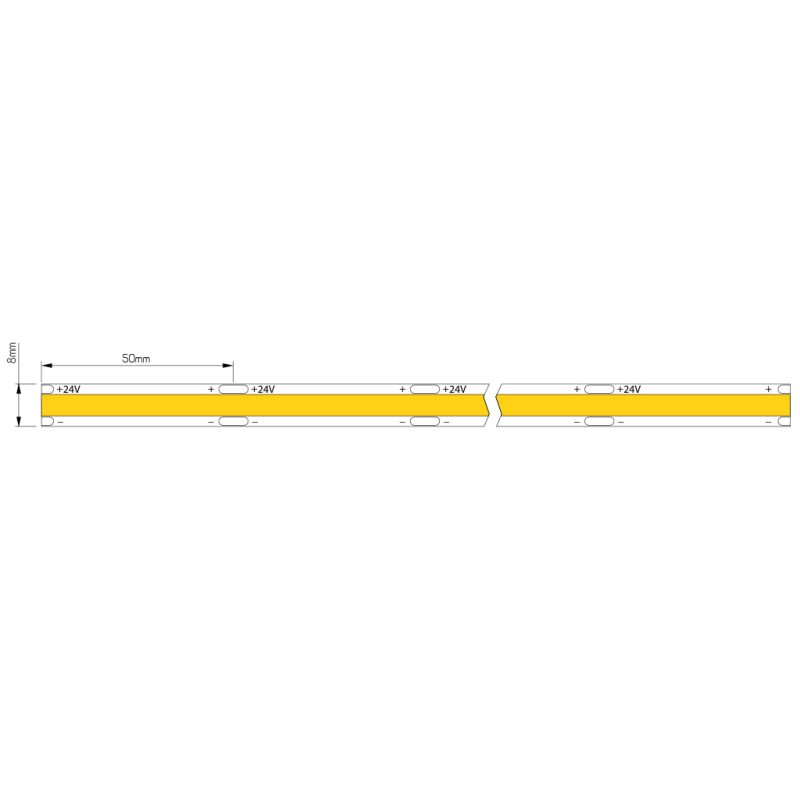 Fantasia Ruban LED Dotless COB 8mm 24V 10W/m 3000K dimmable