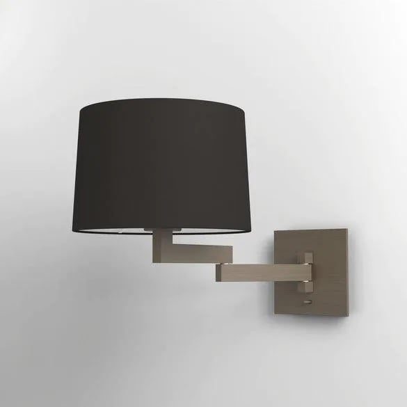 Accordion wall lamp bronze with black shade, E27 fitting