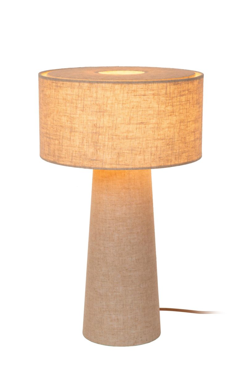 LUCIDE LEEROY - Lampada da Tavolo - Ø 30 cm - 1xE27 - Taupe