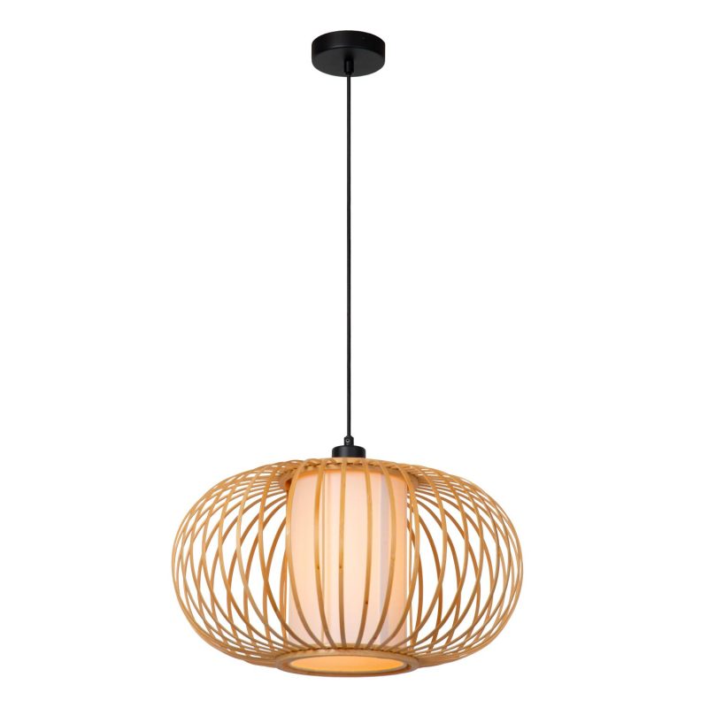LUCIDE THULINE - Lampada a Sospensione - Ø 45 cm - 1xE27 - Aspetto Legno Chiaro - Essenziale