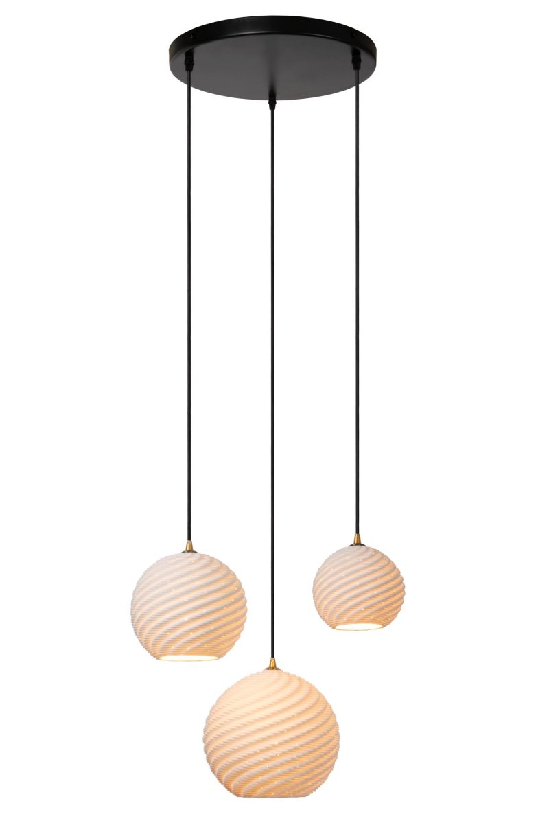 LUCIDE BINA - Hanglamp - Ø 40 cm - 3xE27 - Wit