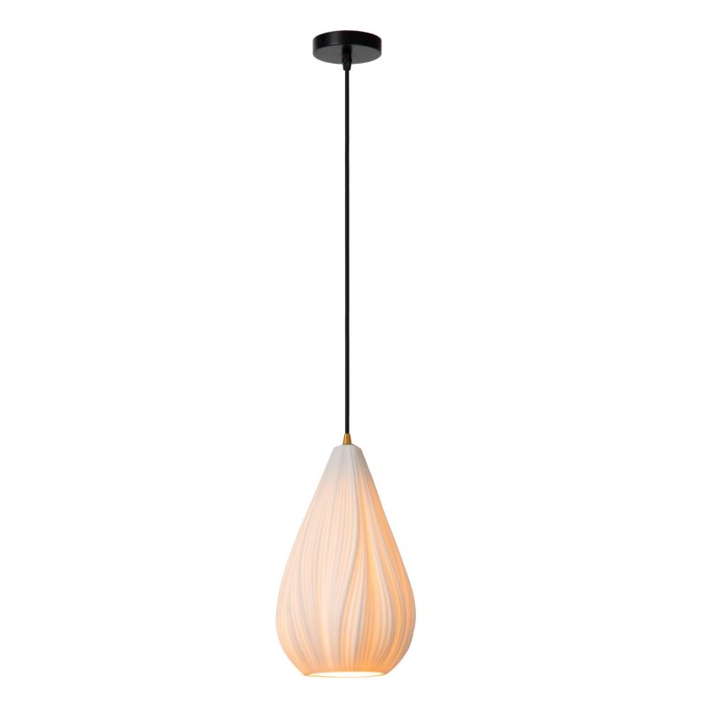 LUCIDE CINZIA - Lámpara Colgante - Ø 18,3 cm - 1xE27 - Blanca