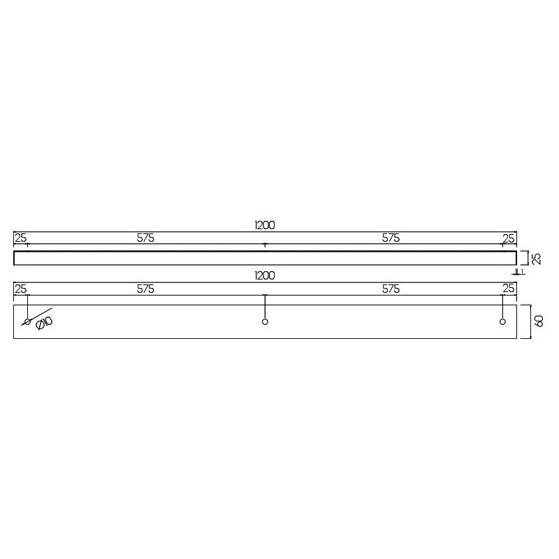 Fantasia Piastra a soffitto 120 cm per sospensioni, 3 fori, nero