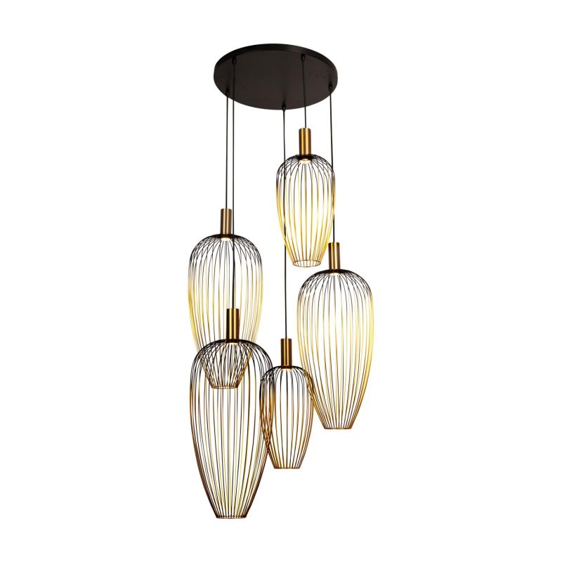 LUCIDE AURELIE - Pendelleuchte - 5xGU10 (MR11) - Geeignet für Hohe Decken - Gold - Vibes