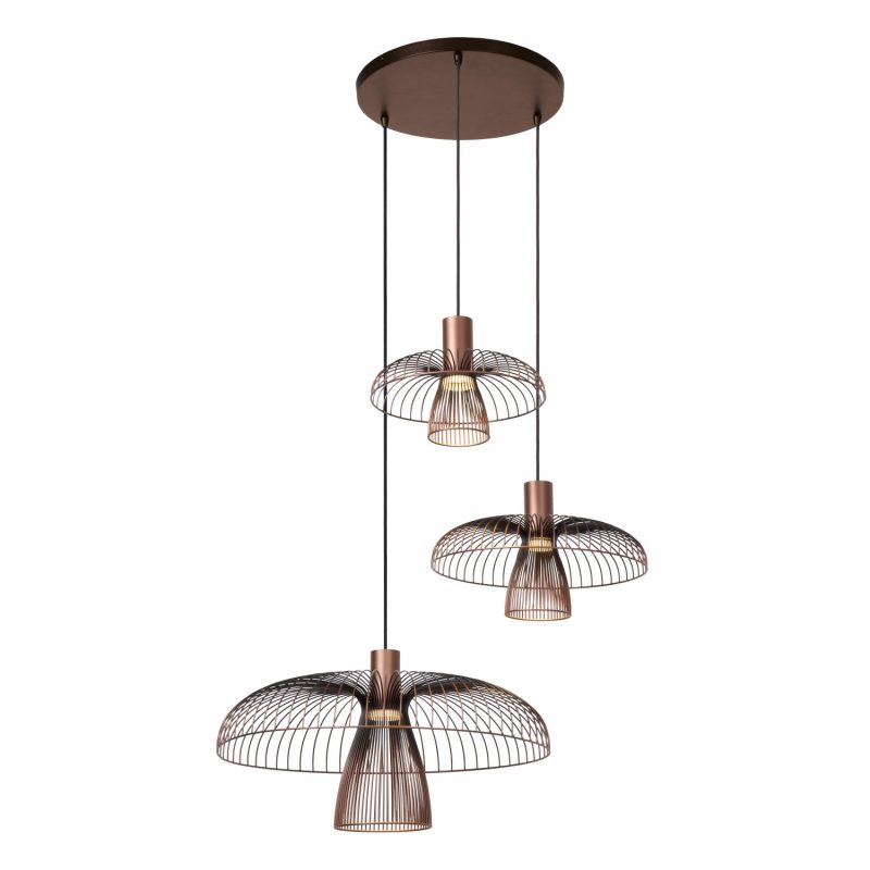 LUCIDE NIGELLA - Lampada a Sospensione - Ø 76 cm - 3xGU10 (MR16) - Caffè - Essenziale