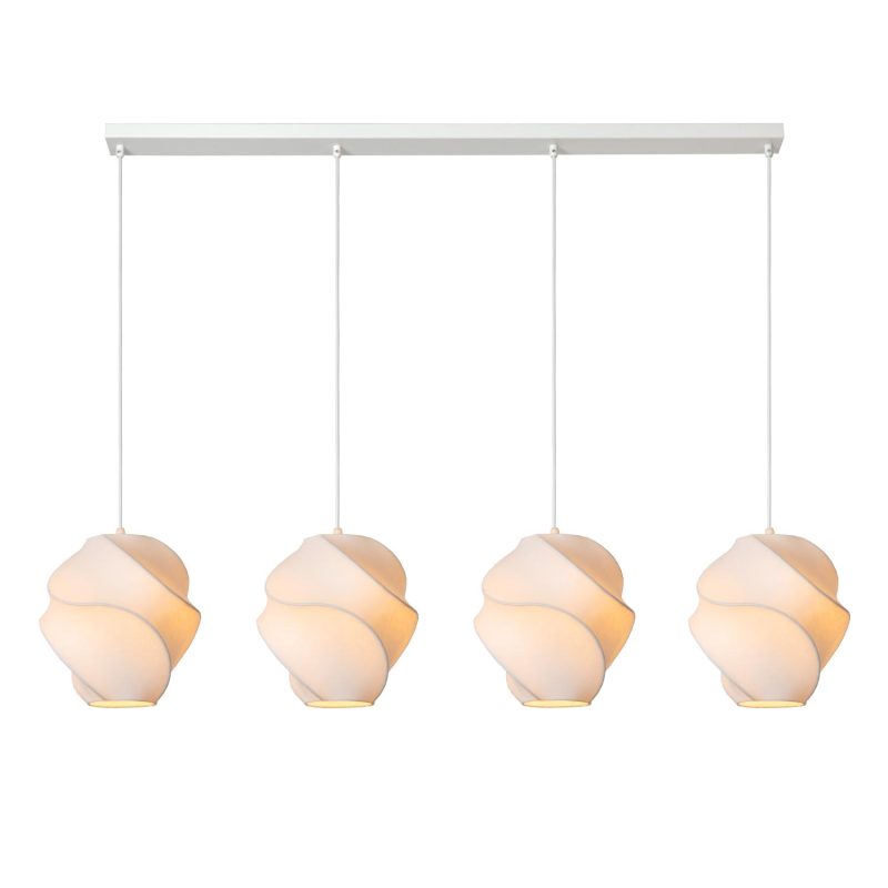 LUCIDE LA VAGUE - Hanglamp - 4xE27 - Wit - Essential