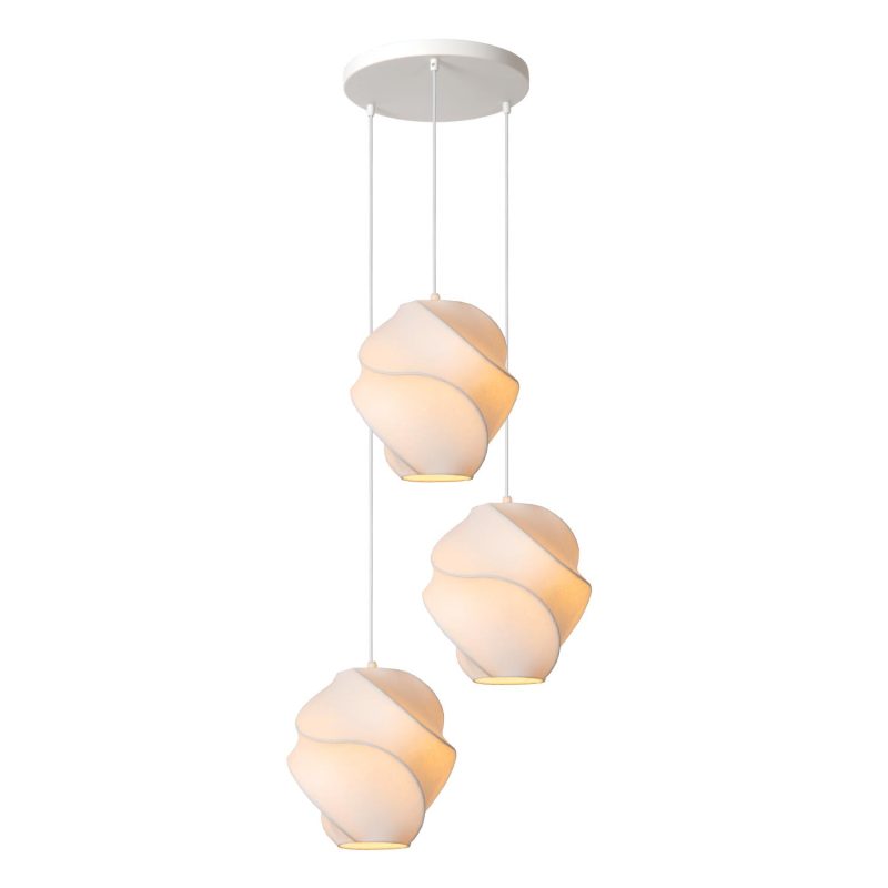 LUCIDE LA VAGUE - Hanglamp - Ø 51 cm - 3xE27 - Wit - Essential