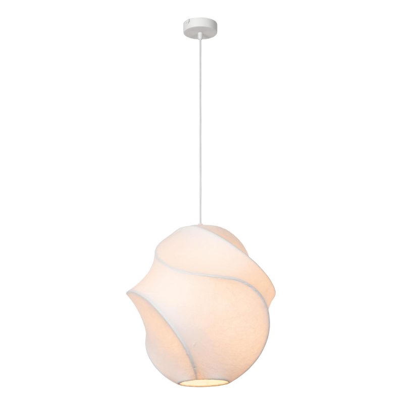 LUCIDE LA VAGUE - Lampada a Sospensione - Ø 40 cm - 1xE27 - Bianco - Essential