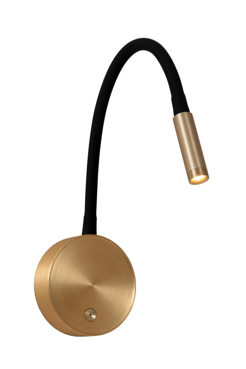 LUCIDE ASJA - Oplaadbare Wandspot / Wandlamp - Accu/Batterij - LED 3 StepDim - 1x3W 2700K - Mat Goud / Messing - Premium