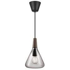 Nordlux Lampada a sospensione con base noce e vetro fumé, E27