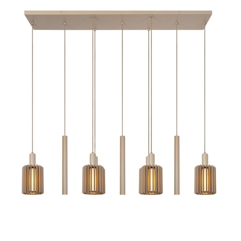 LUCIDE LAMBRES - Lámpara Colgante - 6xE27 - Taupe