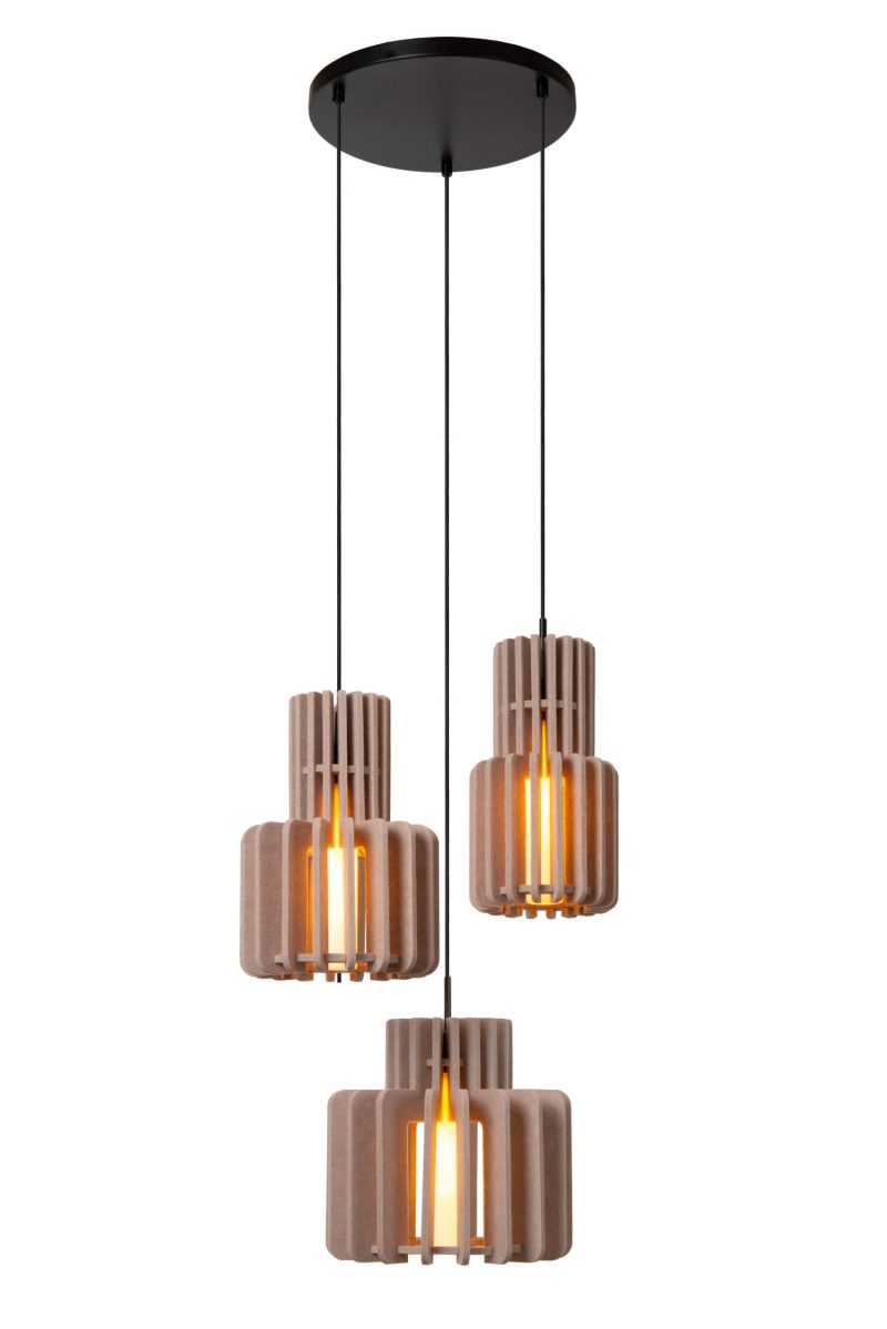 LUCIDE ROLLO - Pendelleuchte - 3xE27 - Taupe