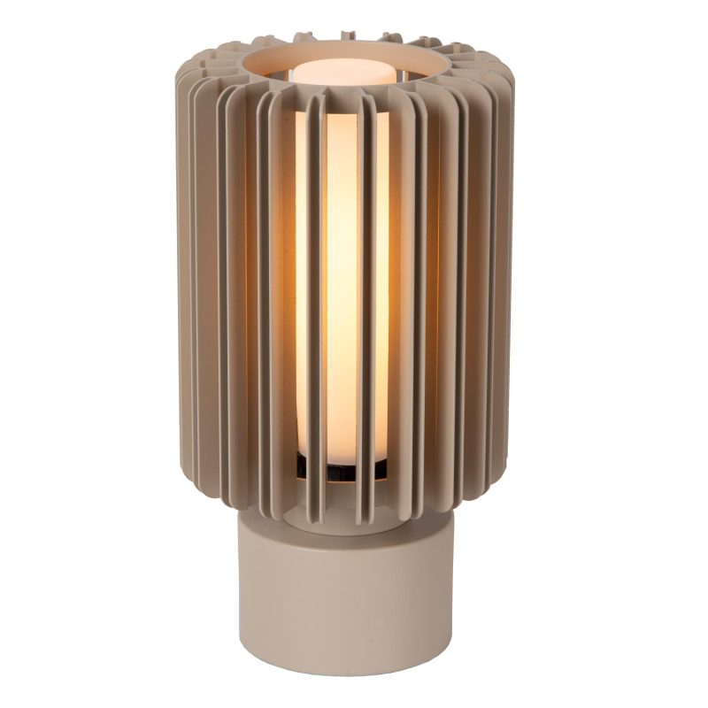 LUCIDE LAMBRES - Lampada da Tavolo - Ø 15 cm - 1xE27 - Taupe