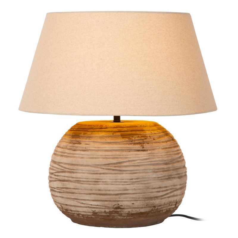 LUCIDE DENISE - Lampe de Table - Ø 55 cm - 1xE27 - Marron - Vibes