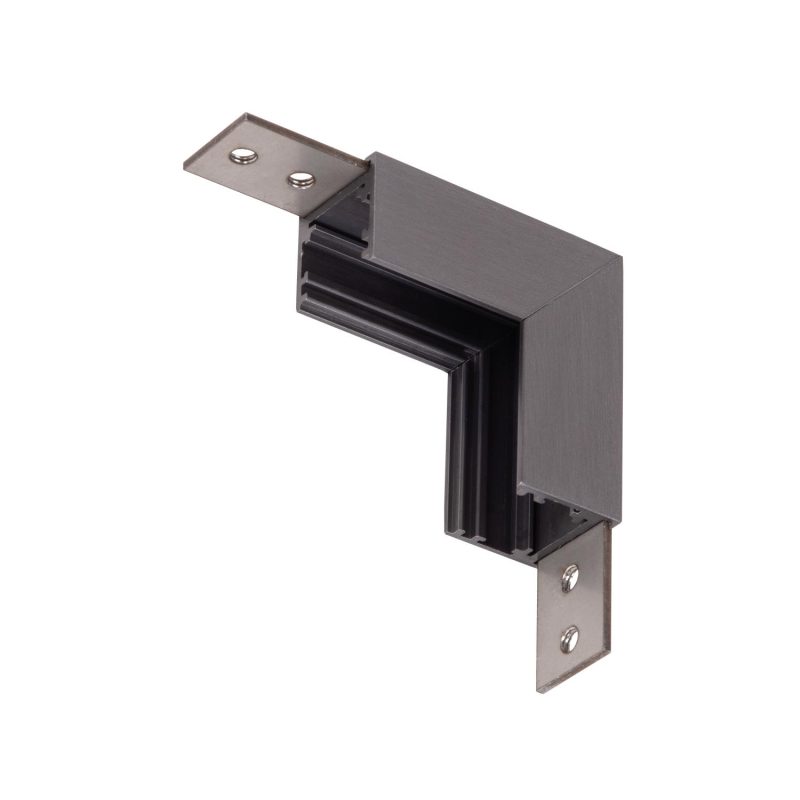 LUCIDE Premium LINIAL Surface Rail - Vertical Corner - 1 Phase Track System / Rail Lighting - Smart - 48V Track - Matte Black Chrome