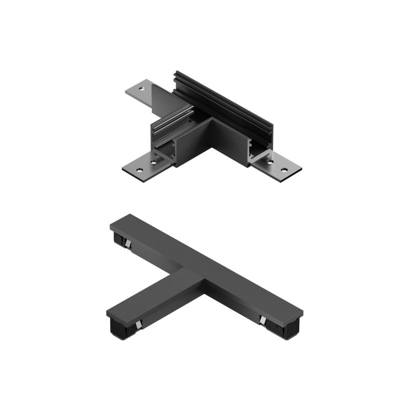 LUCIDE Premium LINIAL T-koppelstuk - 1-fase Railsysteem / Railverlichting - Smart - 48V Track - Mat Zwart Chroom