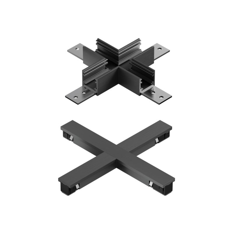 LUCIDE Premium LINIAL X - Coupling Piece - 1-Phase Track System / Rail Lighting - Smart - 48V Track - Matte Black Chrome