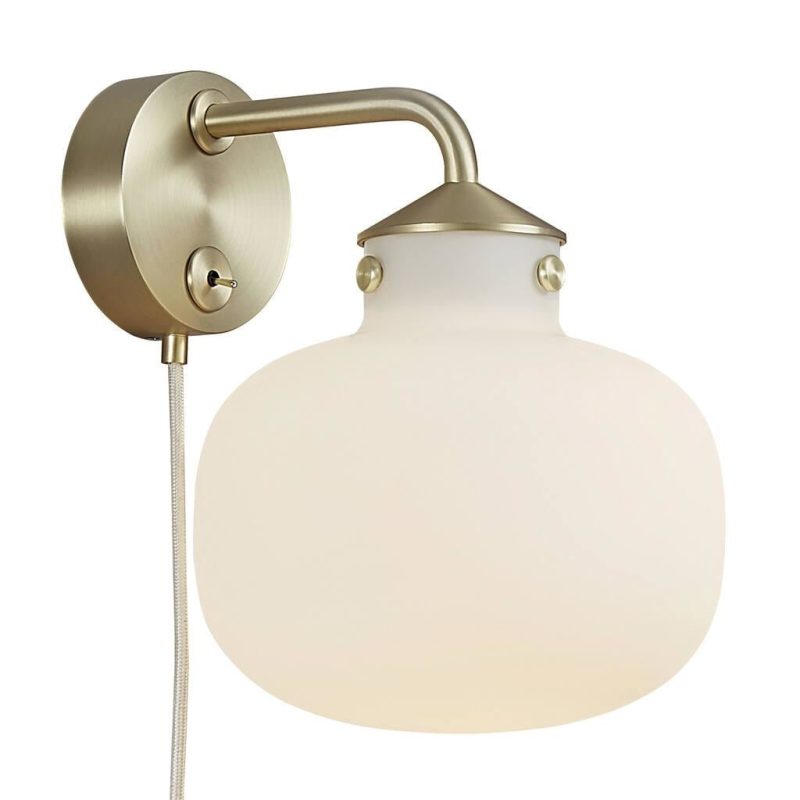Nordlux Applique opaline blanche avec câble textile blanc, E27